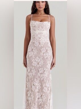 Vintage Cream Lace Maxi Dress size M